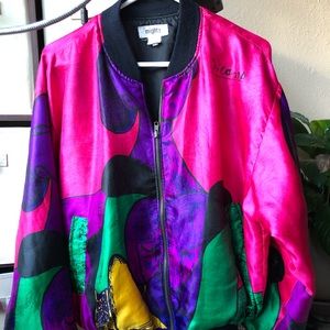 Picasso satin bomber jacket